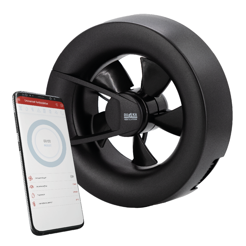Ventilátor DUKA S8 Wi-Fi, Černý - Ø80-125mm, 115m3/h