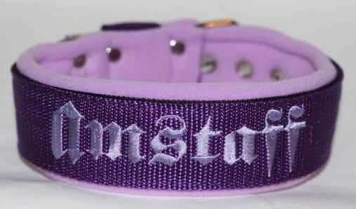 Obojek Amstaff š.5cm fialový,sv.fialové písmo+sv.fialový fleece