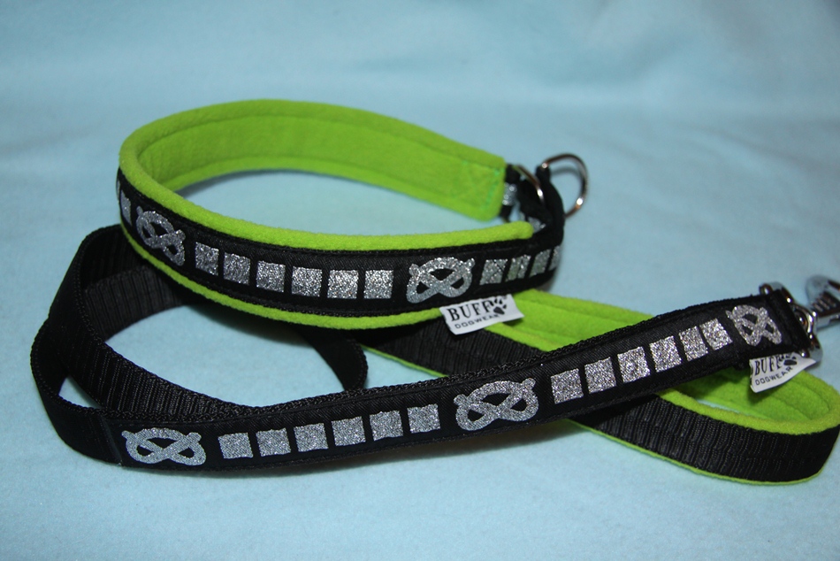 Sada obojek+vodítko Staffordshire Bullterrier-stříbrná