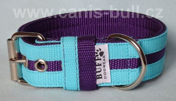 Nylonový obojek 4 cm tyrkys/fialová/tyrkys