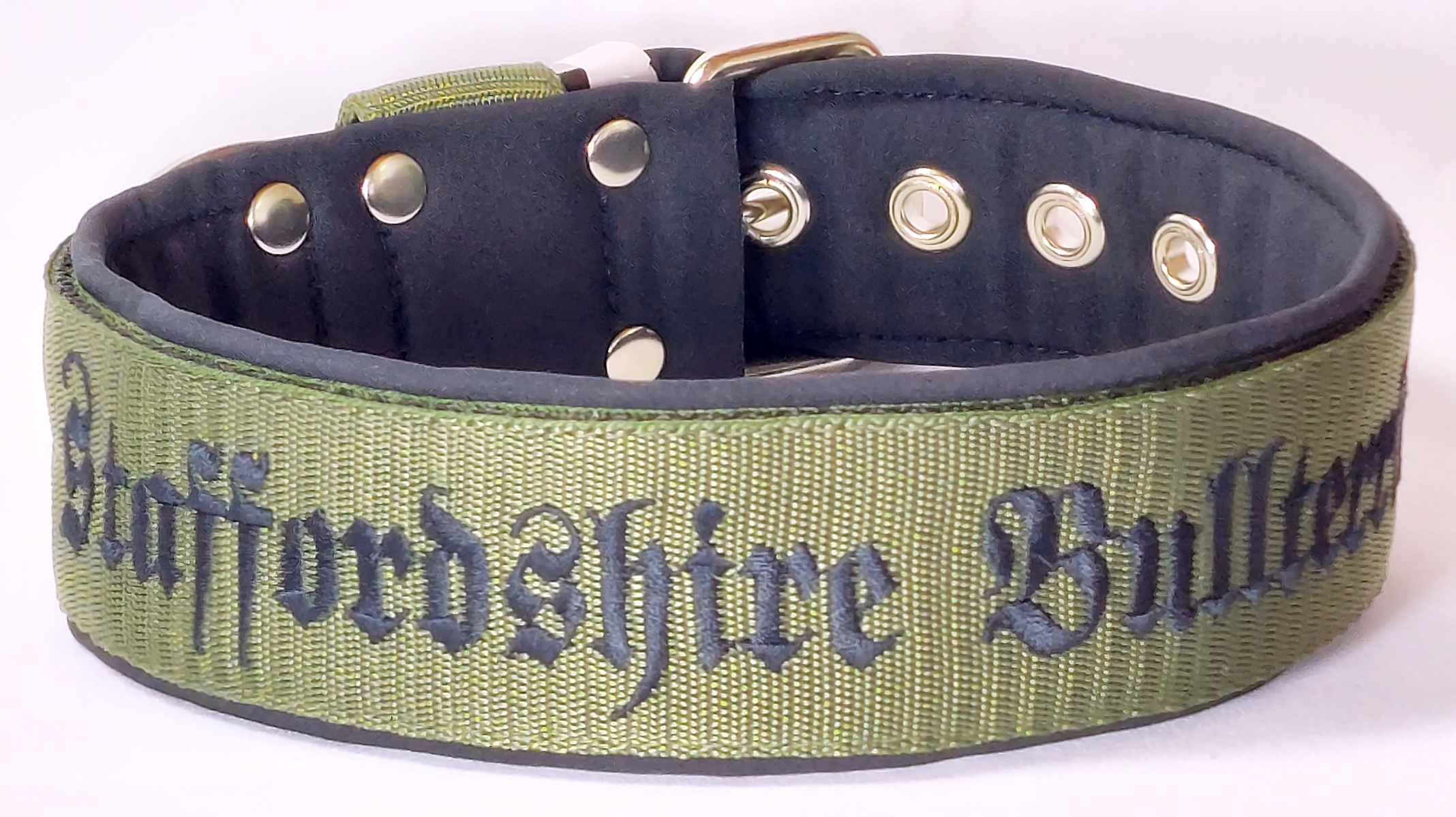 Obojek Staffordshire Bullterrier š.4cm khaki+černý softshell
