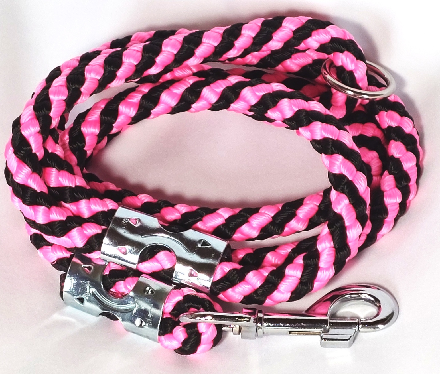 Lanové vodítko s uchem 14mm - neon růžová/černá