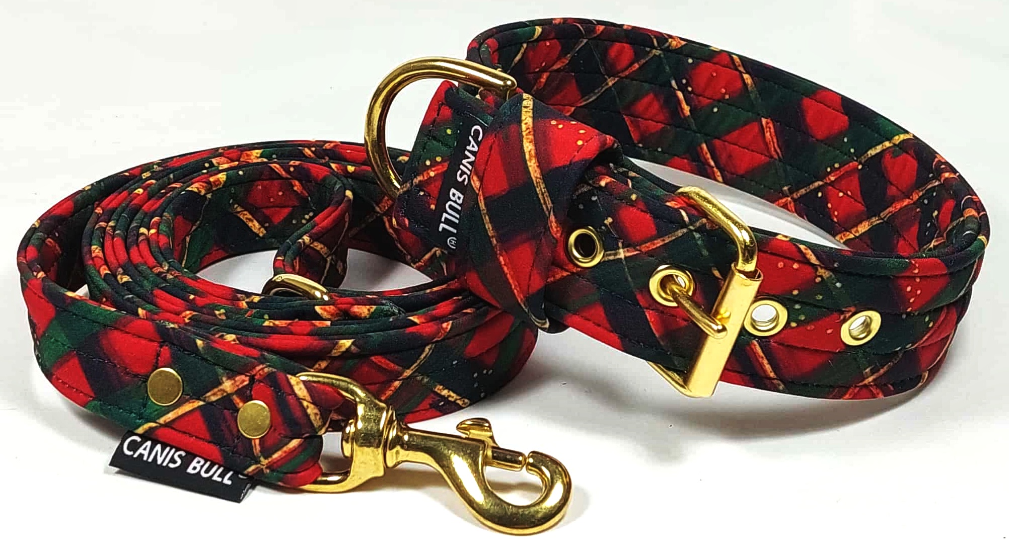 Crazy sada - Káro vánoční - obojek 4cm, vodítko 1,5m