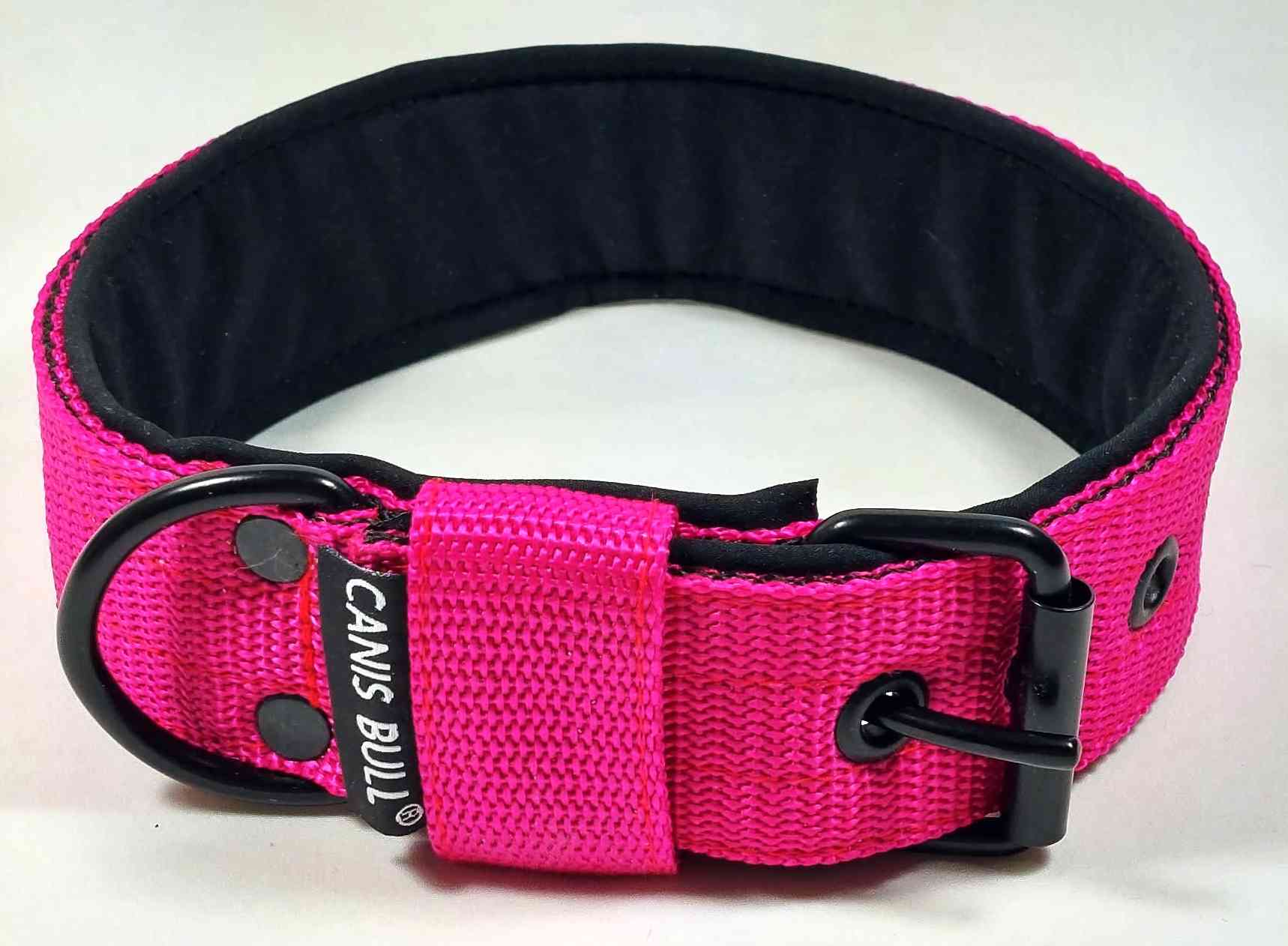 Obojek 4/50 (krk 37-44cm) růžový + černý soft, černé kování