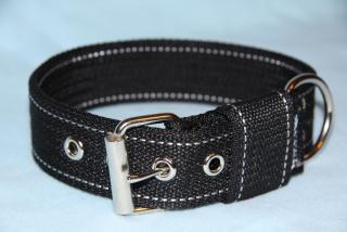 Nylonový obojek 4 cm - Černý reflexní Lux