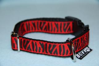 Nylonový obojek 2 cm,plast spona-červená zebra