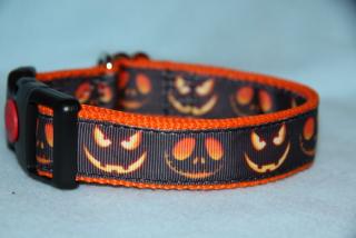Nylonový obojek š.2,5cm plast spona-Halloween orange