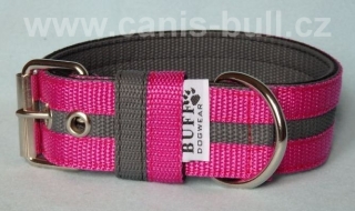 Nylonový obojek 4 cm pink/šedá/pink