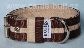 Nylonový obojek 4 cm hnědá/creme/hnědá
