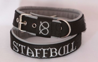 Obojek Staffbull š.3cm černý+šedý softshell
