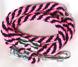 Lanové vodítko s uchem 14mm - neon růžová/černá