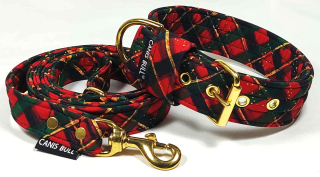 Crazy sada - Káro vánoční - obojek 4cm, vodítko 1,5m