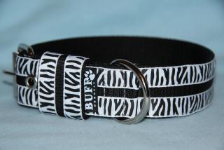 Nylonový obojek 5 cm - bílo černá zebra