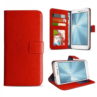 Červené luxusní pouzdro obal peněženka pro Asus Zenfone 3