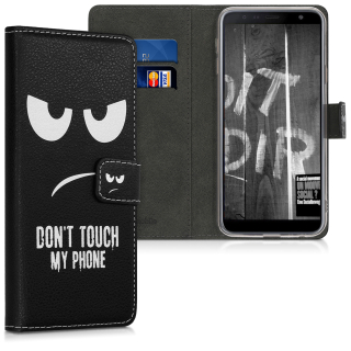 Černý kožený obal / pouzdro pro Samsung Galaxy / J4+ / J4 Plus (SM-J415)