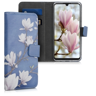 Modrá květy peněženka pouzdro pro Huawei P30 Lite