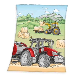 Fleece deka Traktor cartoon 130/160 cm