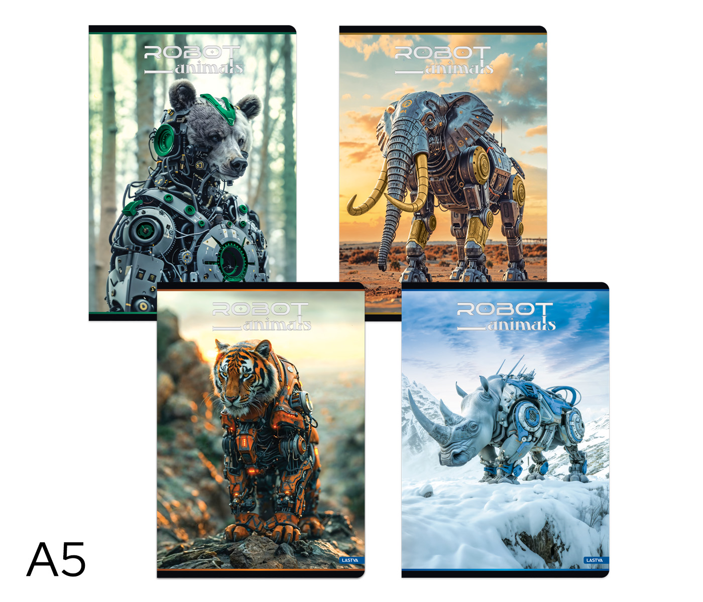 Sešit A5, linkovaný, 52 listů ROBOT ANIMALS Tygr