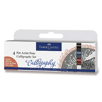 Popisovač Faber-Castell Pitt Artist Pen Calligraphy - 4 ks, tmavé barvy