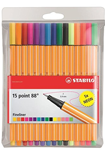 Liner STABILO POINT 88 10 + 5 neonových barev v pouzdře