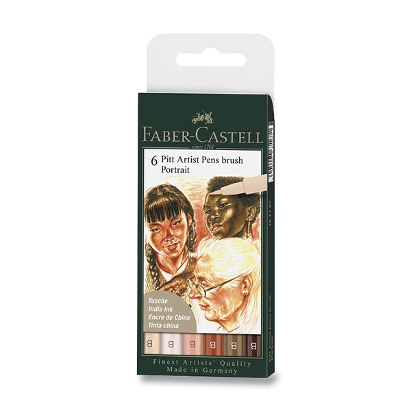 POPISOVAČ FABER-CASTELL PITT ARTIST PEN BRUSH - PORTRAIT, 6 KS
