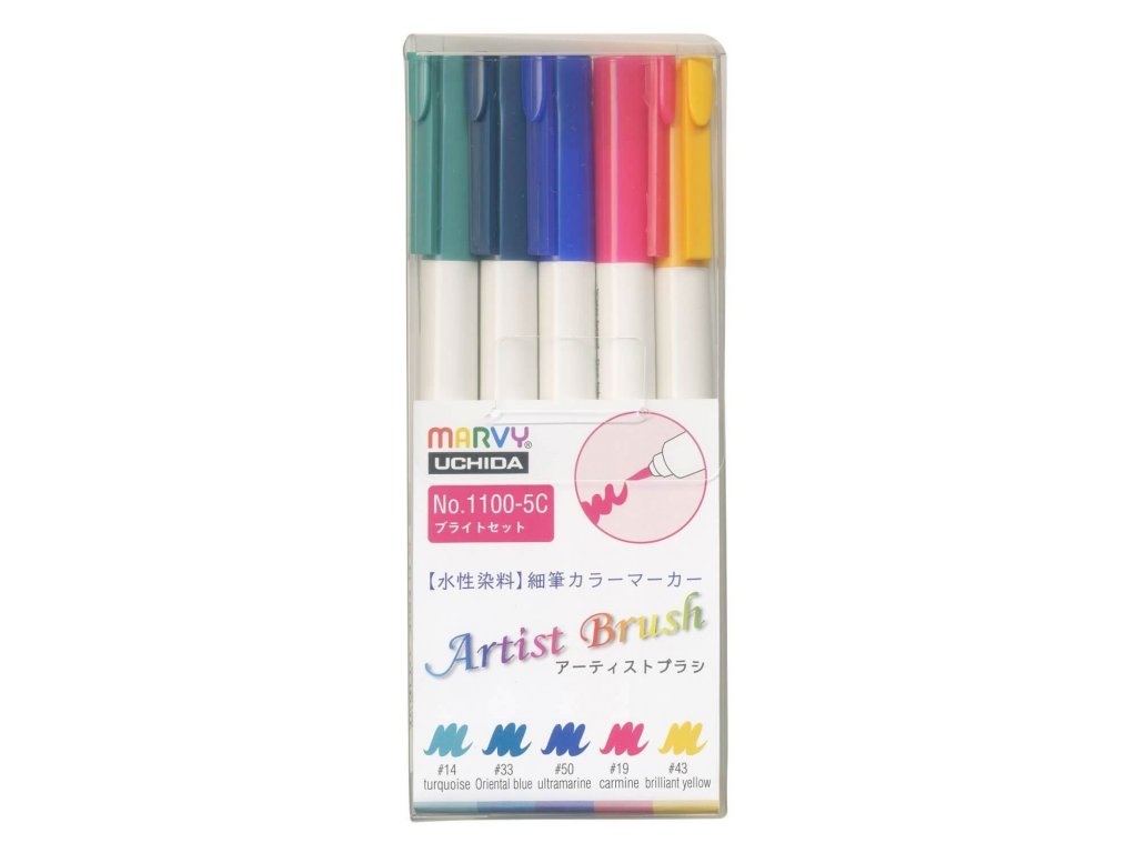 Fixy se štětcovým hrotem Artist sada 5 ks BRIGHT