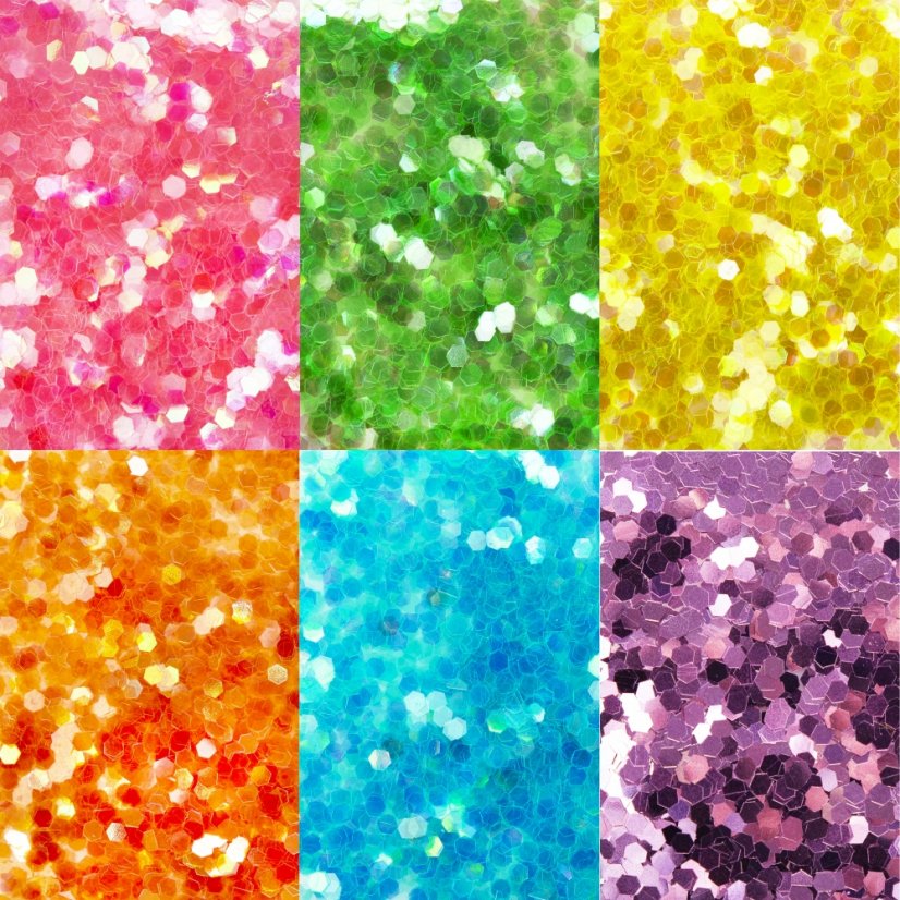 Třpytky konfety, sypací, mix 6 barev 6 x 60 g NEON