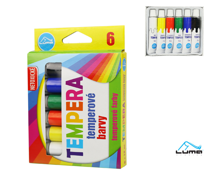 Temperové barvy 6 ks, 12 ml