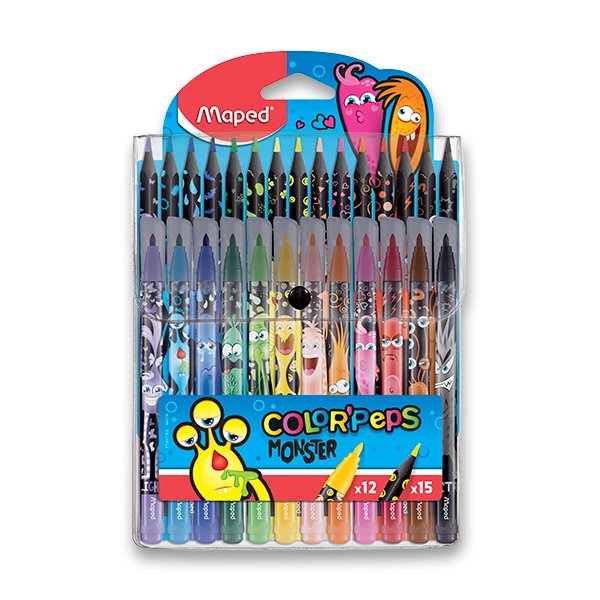 Dětské fixy a pastelky Maped Color´Peps Monster 27 ks