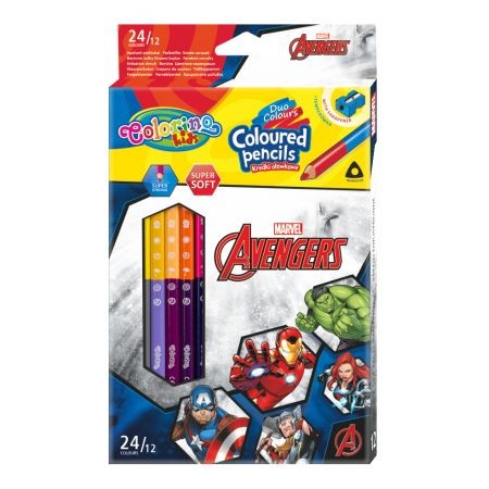 Pastelky trojhranné - oboustranné - 12 ks - Avengers