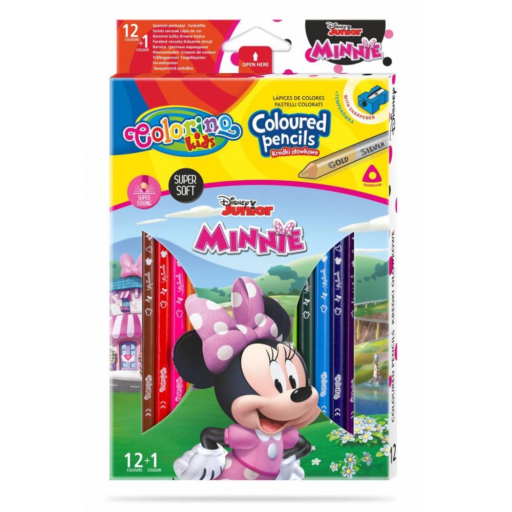 Pastelky trojhranné - Colorino - 12 barev + oboustr. stříbrná/zlatá + ořezávátko