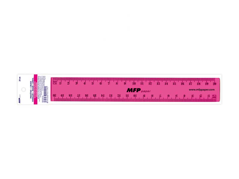 Pravítko 20 cm růžové