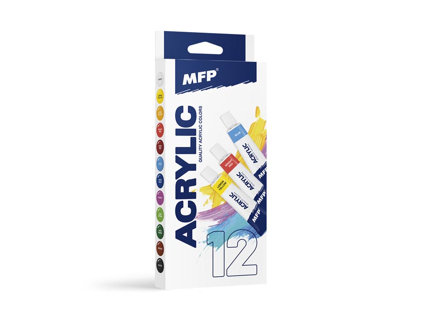 Akrylové barvy základní 12 barev, 12 ml