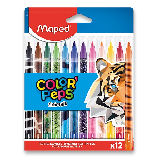 DĚTSKÉ FIXY MAPED COLOR'PEPS ANIMALS - 12 BAREV