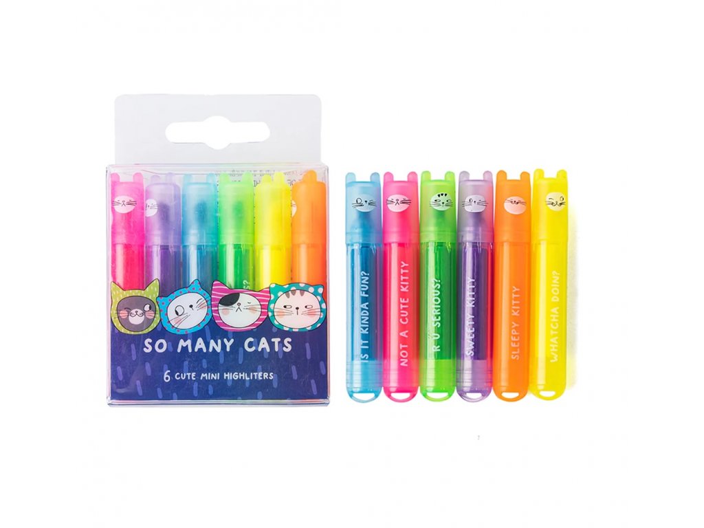 Zvýrazňovač mini neon SO MANY CATS 6 ks