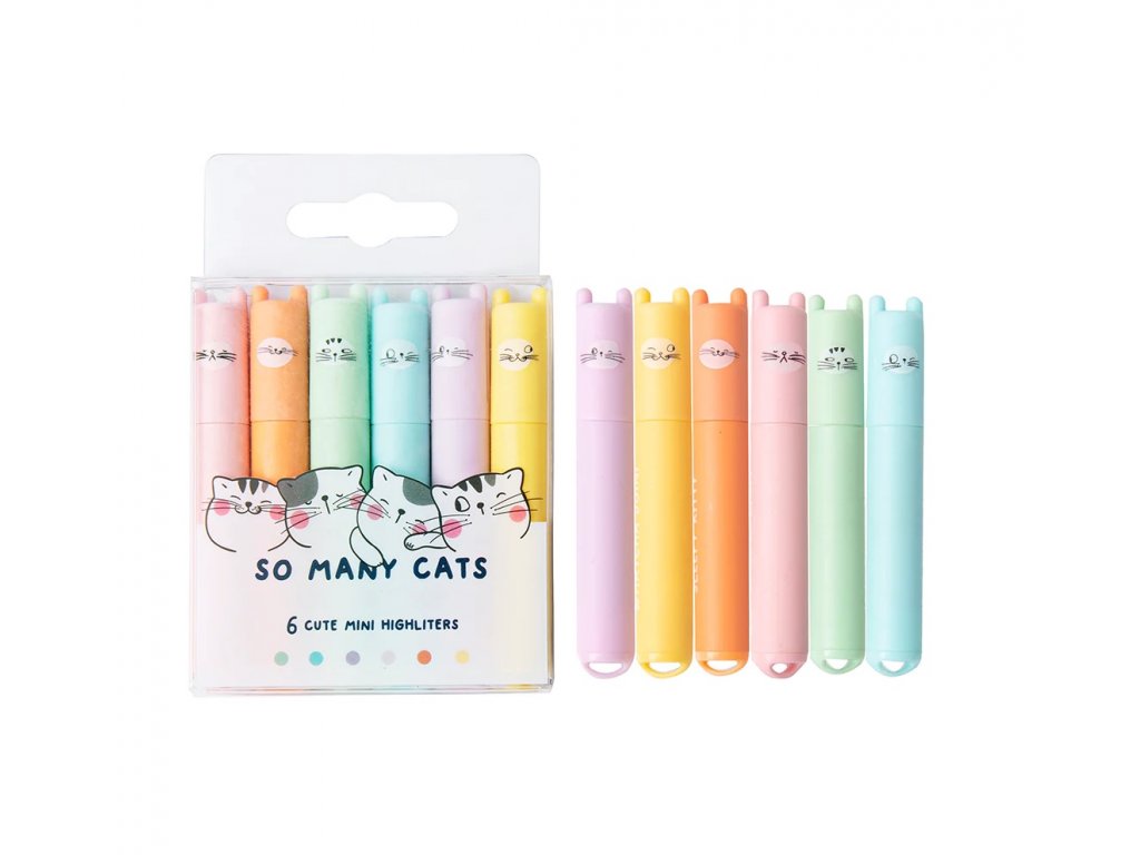 Zvýrazňovač mini pastel SO MANY CATS 6 ks