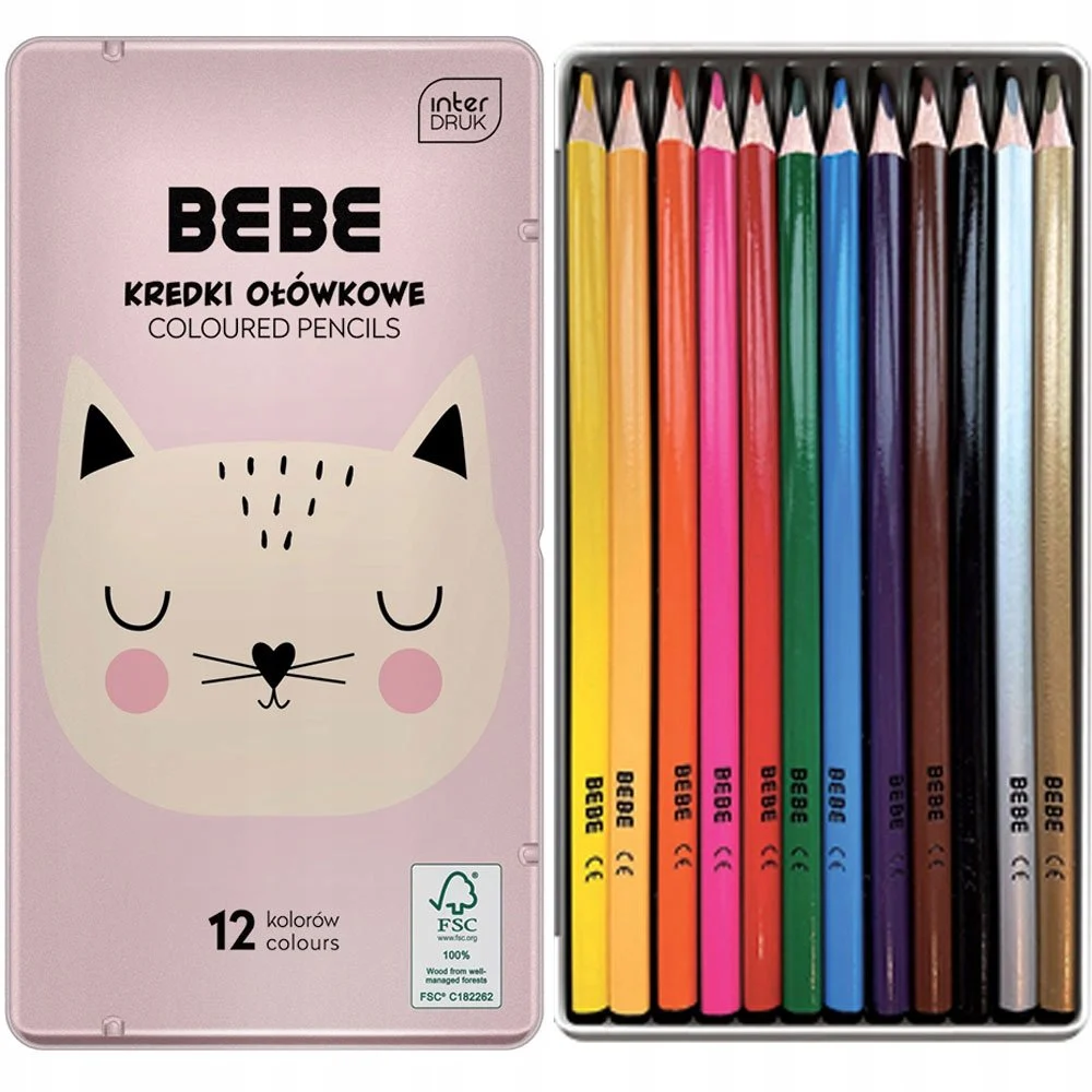 PASTELKY BB GIRLS 12 BAREV TROJHRANNÉ, PLECH. POUZDRO