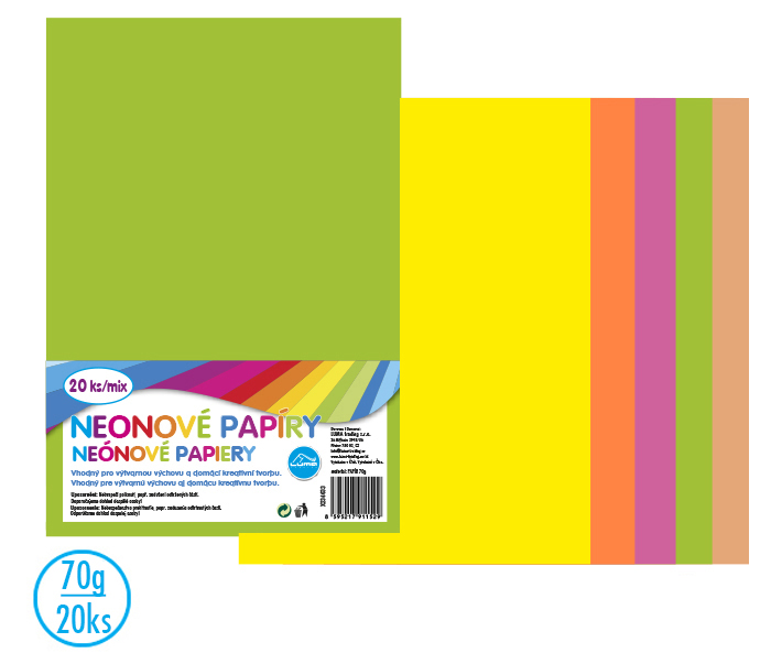 Barevné papíry A4 20 ks NEON