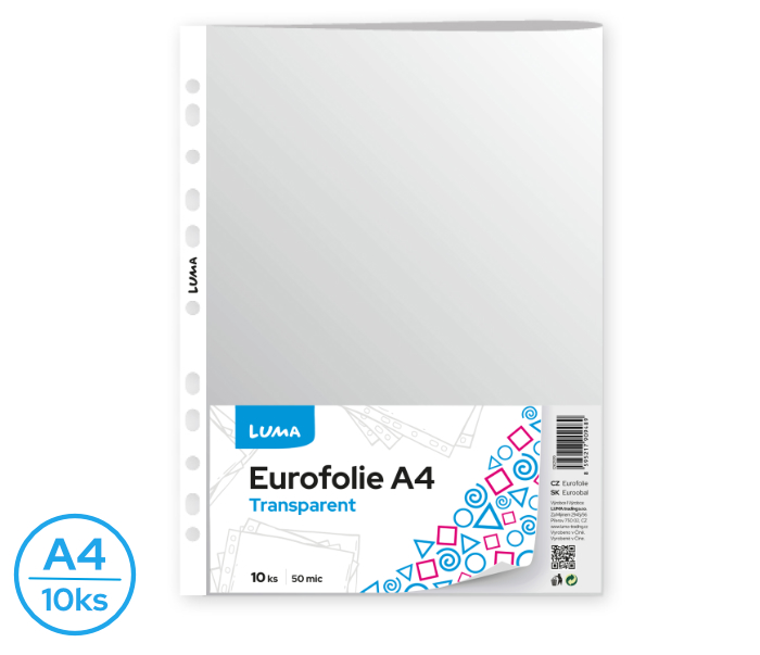 Eurofolie A4 - transparentní 10ks LUMA