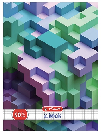 Sešit 445 A4, 40 listů, čtverečkovaný tetris zelený