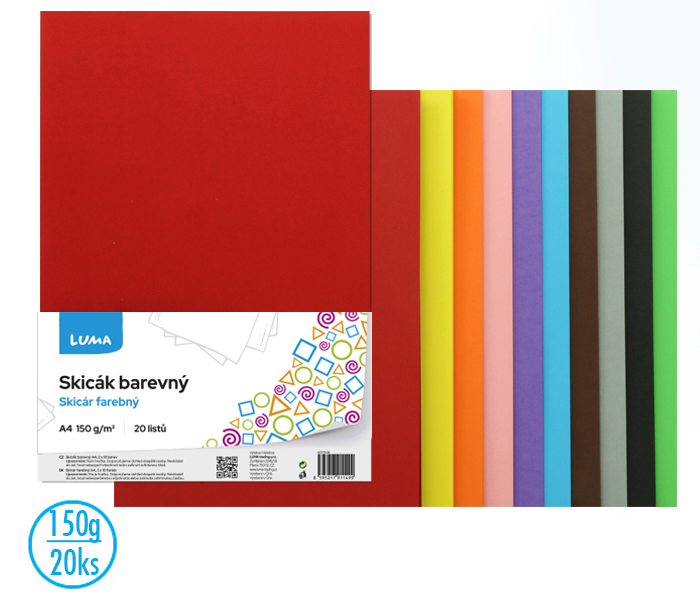 Barevné papíry A4 silné 150 g/m2 20 listů