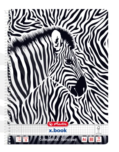 Blok spirálový A4 čtverečkovaný 80 listů zebra