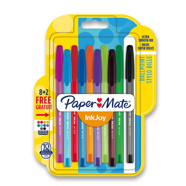 KULIČKOVÉ PERO PAPERMATE INKJOY 100 - SADA 10 BAREV