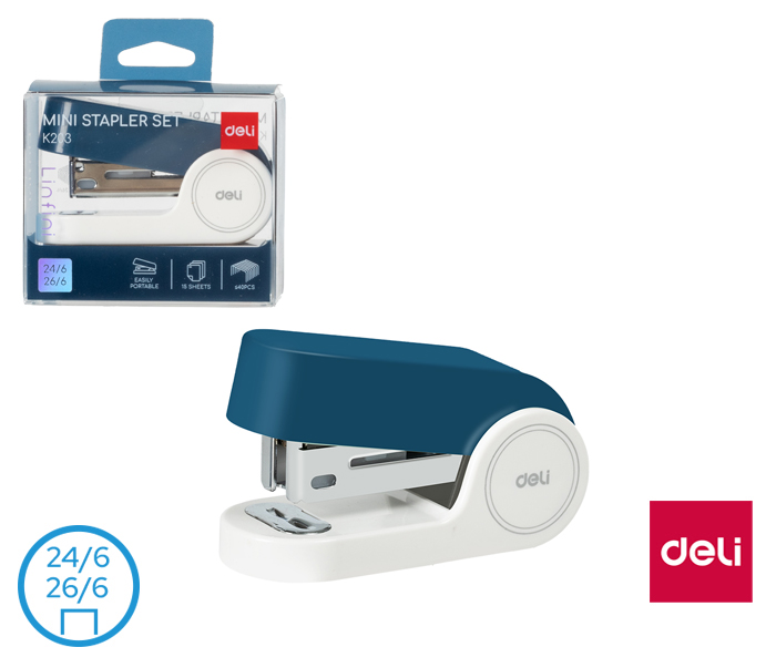 Sešívačka mini Deli EK203 modrá