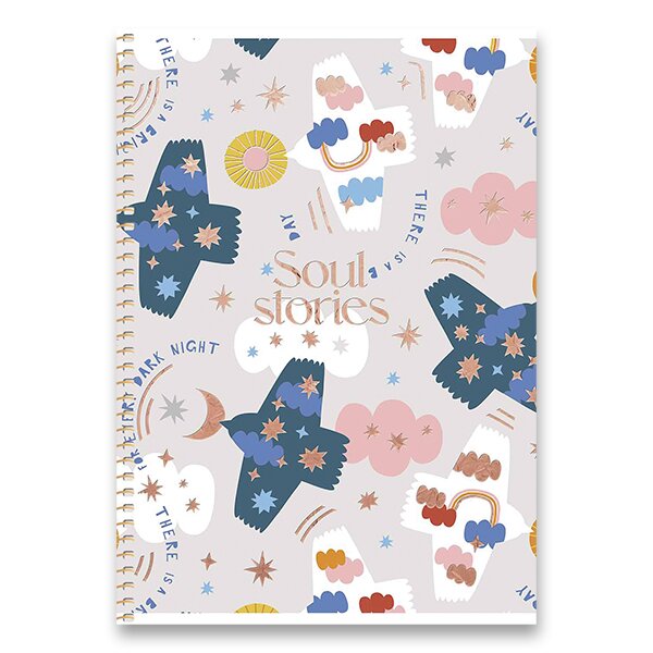 Kroužkový blok Shkolyaryk Soul Stories B5, čtverečkovaný, 80 listů BIRD