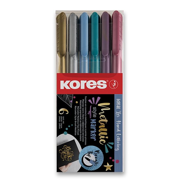 Popisovač Kores Style Brush Marker METALLIC 6 barev