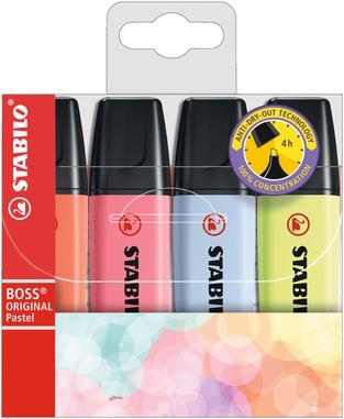 Zvýrazňovač STABILO BOSS ORIGINAL Pastel - 4 ks