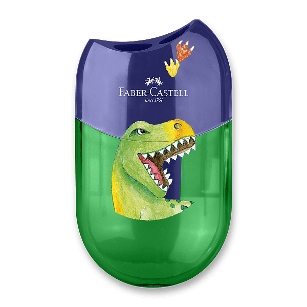 Ořezávátko Faber-Castell Dinosaurus - 2 otvory, s odpadní nádobkou