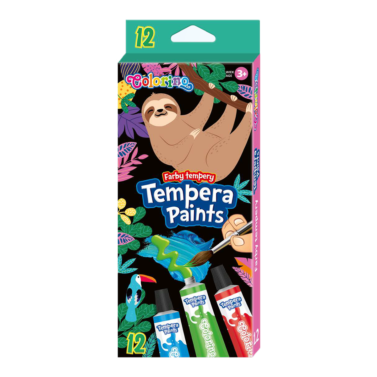 Temperové barvy Colorino Wildkid tuba 12 ml, 12 barev