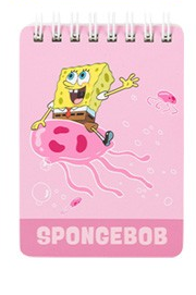 Blok spirála SpongeBob A7 čtvereček, 100 listů růžový